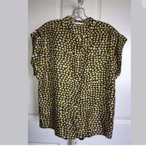 CAbi Silk Polka Dot Tunic Gray Yellow Clover #183